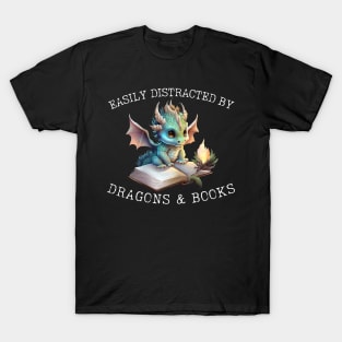 Easily Distracted By Dragons And Books Introvert Shirt T-Shirt